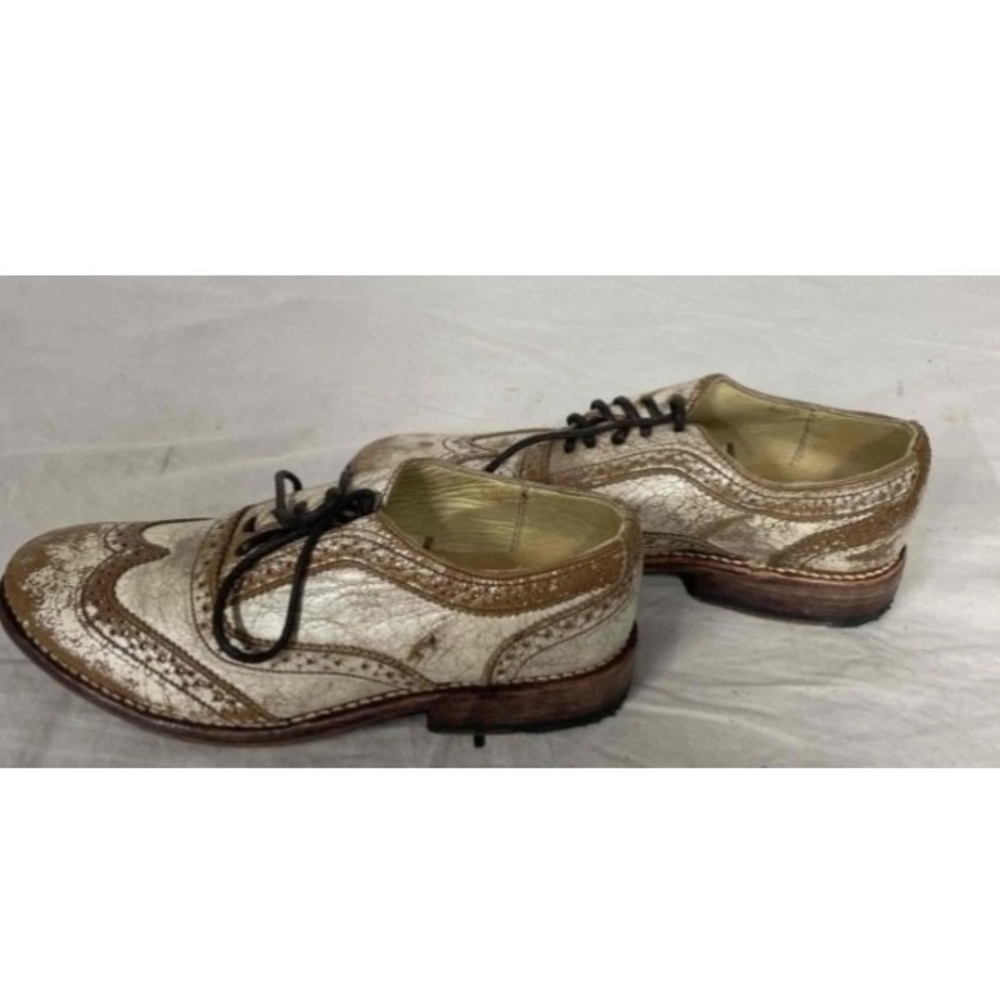 Bed Stu Brown and Cream Flats with Classic Brogue Design. NWOB. SIZE 6